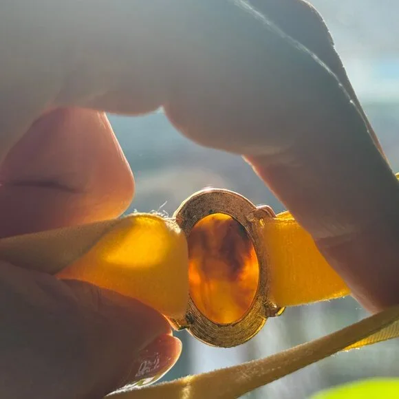 Victorian Yellow Velvet Cameo Choker - Picture 7 of 7